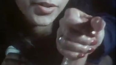 Retro double handjob with cumshot