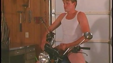 Solo guy jacking off cock