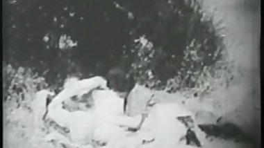 Lucky vintage porn guy gets to fuck two young sluts outside at the same time