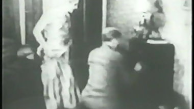 Two flappers dance naked with dude then rub and tug his cock together