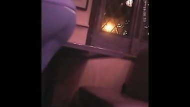 Blonde waitress with hard ass in leggings