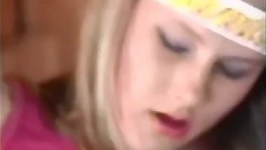 cute girl shaves her bush and plays with busty blonde