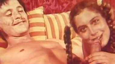 Teen in Pigtails Pleasing Her Man's Dick (1960s Vintage)