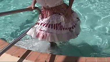 Sqaure Dance Petticoat Pron in the pool