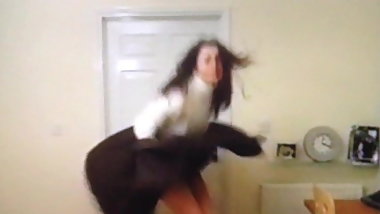 Surprise Gust In The Office (Brown Pleated Skirt)