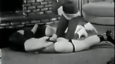 Vintage Black mistress spanking two white girls