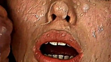 Vintage blonde takes a messy double facial